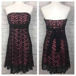 Betsey Johnson | Strapless Black and Pink Dress